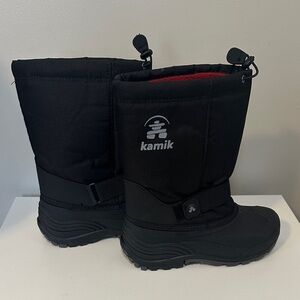 Kamik Black Insulated Snow Boots - Big kids size 6